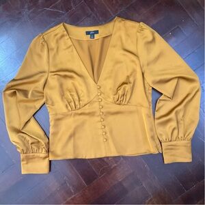 J. Crew Mustard Button-Front Top